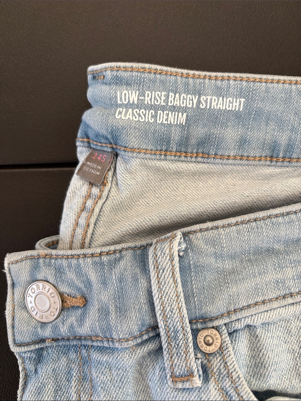 #T944 - Torrid Low-rise Bagging Straight Jeans 14W (short) - Picture 8 of 11